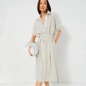 Tuckernuck Beige Striped Shirt Dress